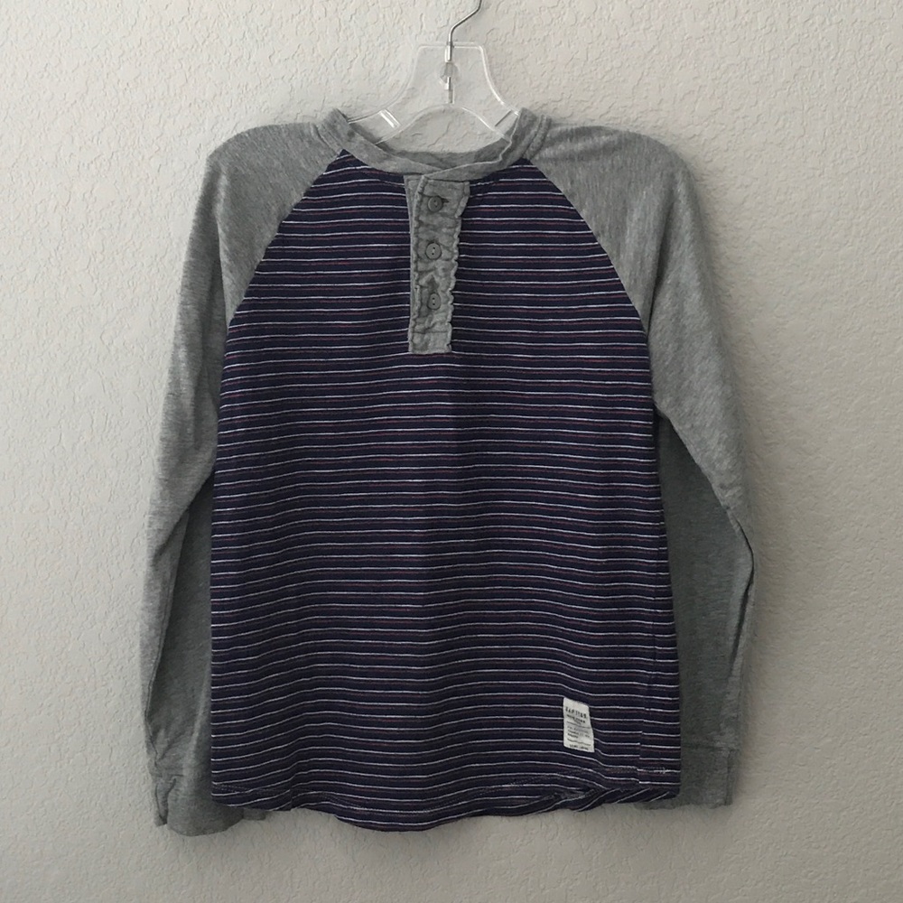 GAP Kids Long Sleeve Henley Stripe T-shirt Size M